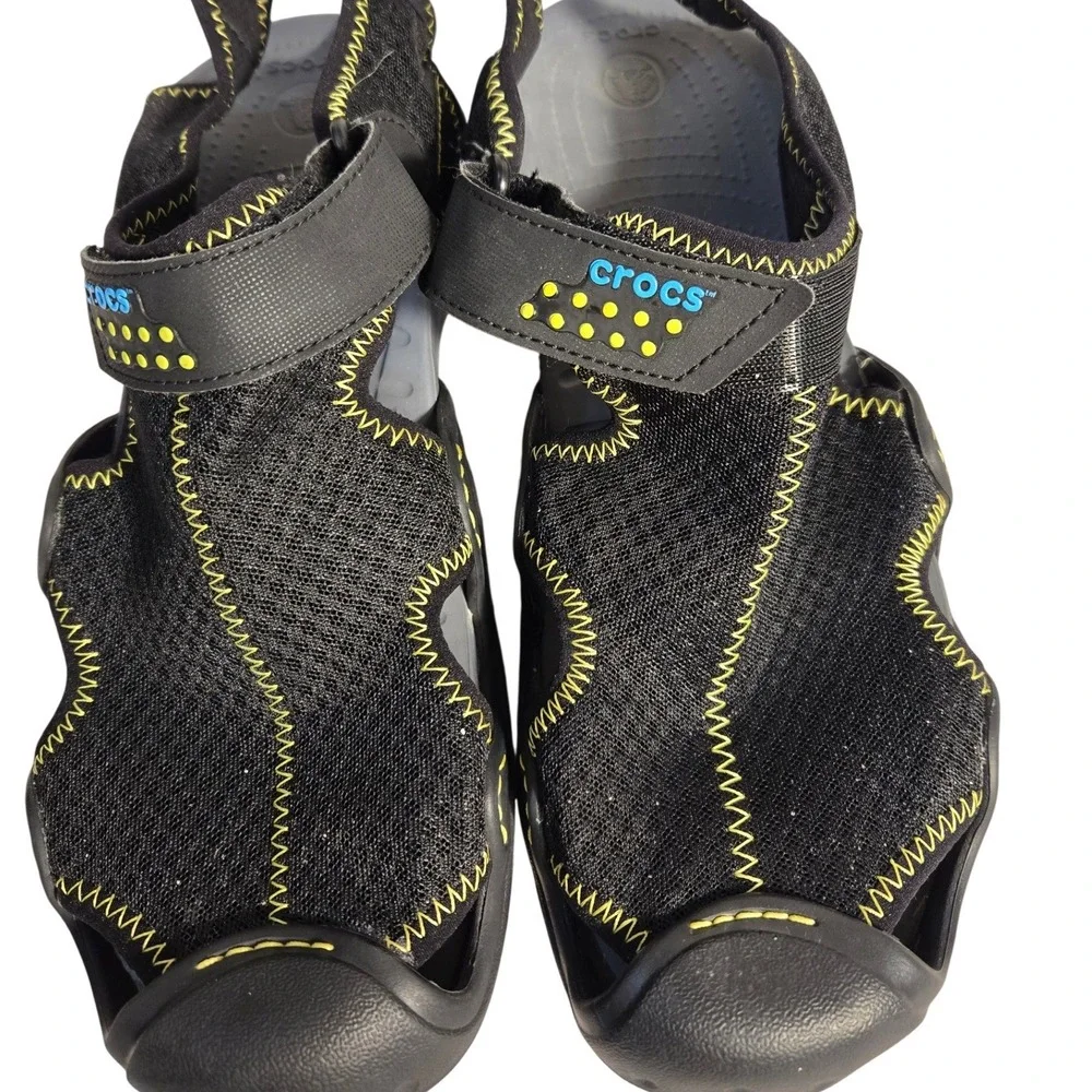 Crocs‎ Swiftwater Mesh Sandals Mens Black Yellow Water Shoes Hiking Outdoor
